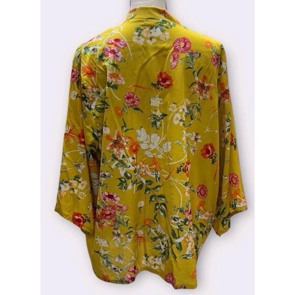 Do Everything In Love Womens OS Kimono Butter Yellow Hawaii Beachy Tropical - Picture 3 of 8